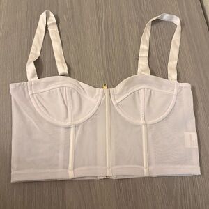 White Fox White Mesh Bustier Top